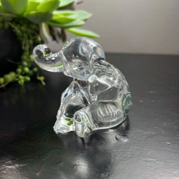 Lenox Elephant Salt & Pepper Shaker Set Full Lead Crystal Prosperity Trunk Up - Picture 8 of 11